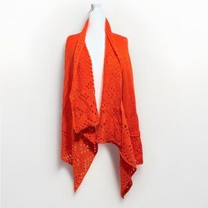 Cato Vibrant Orange Knit Poncho/Sweater